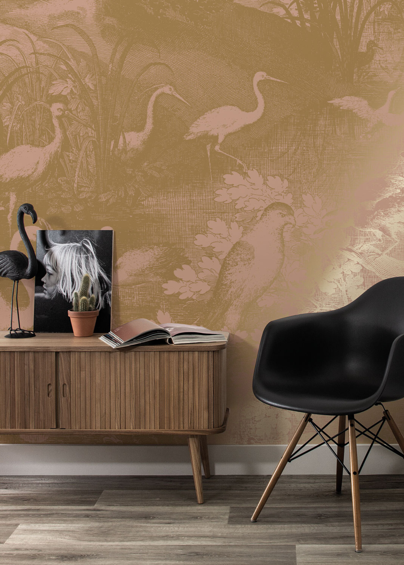 Goud metallic | Afwasbaar Gold metallic wall mural Engraved Landscapes, Nude
