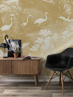 Goud metallic | Afwasbaar Gold-Tapete Engraved Landscapes