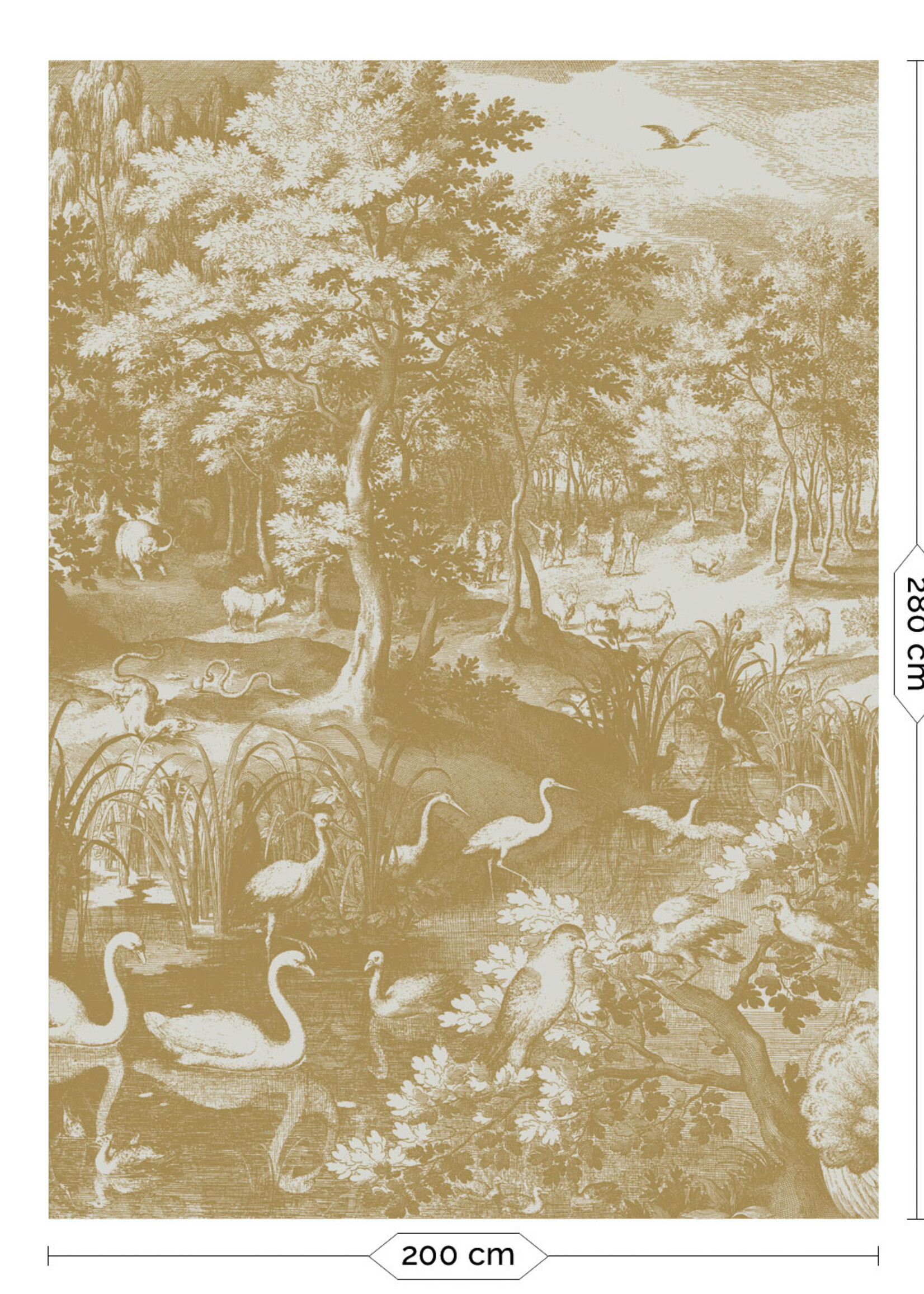Goud metallic | Afwasbaar Gold-Tapete Engraved Landscapes, Sand