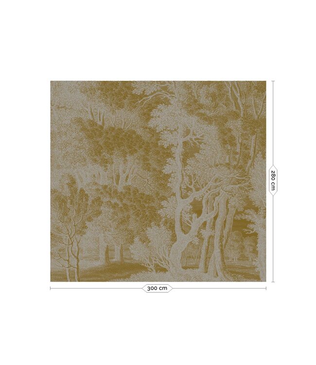 Gold metallic wall mural Engraved Landscapes, Grey