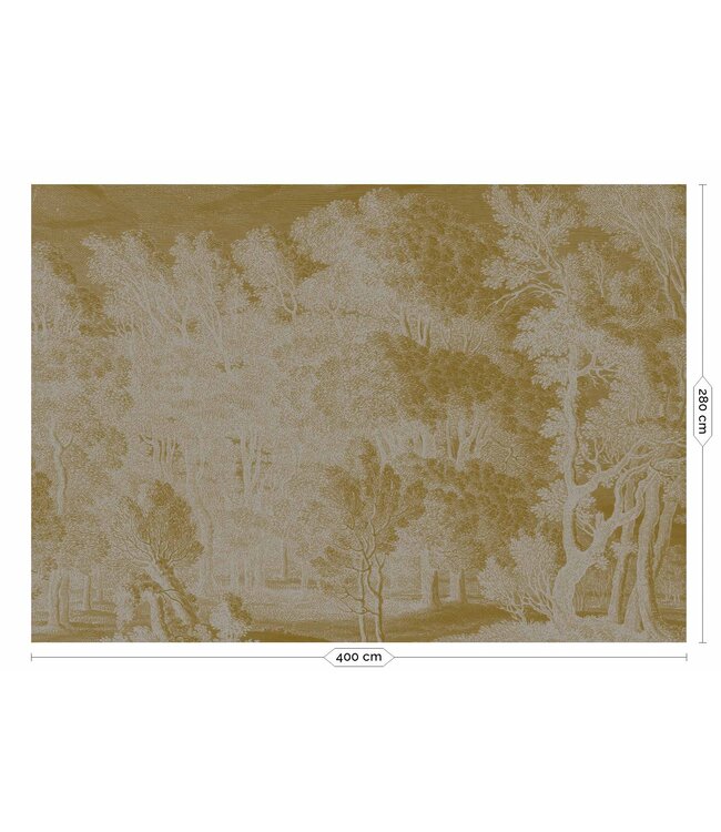 Gold metallic wall mural Engraved Landscapes, Grey