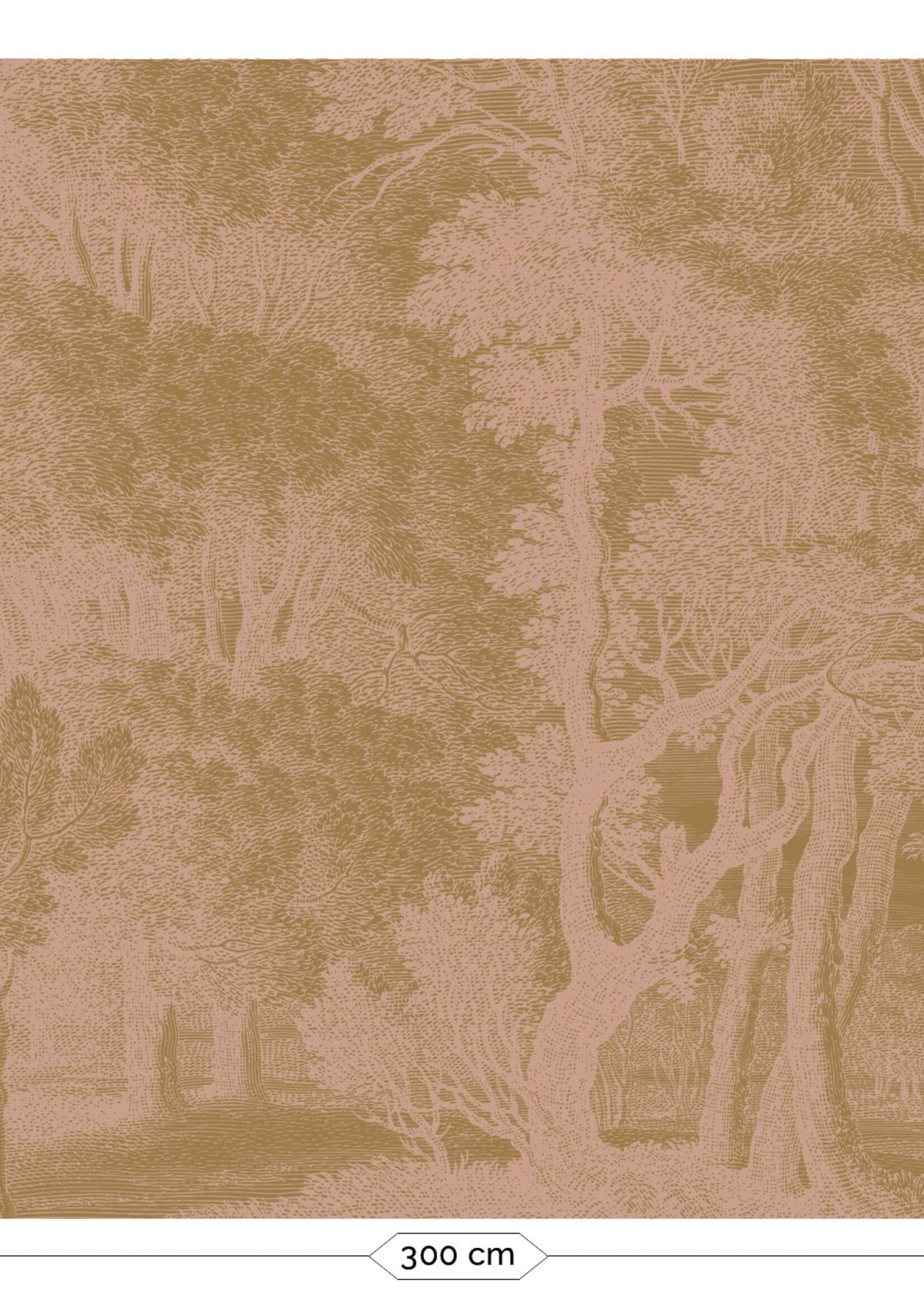 Goud metallic | Afwasbaar Goud behang Engraved Landscapes, Nude