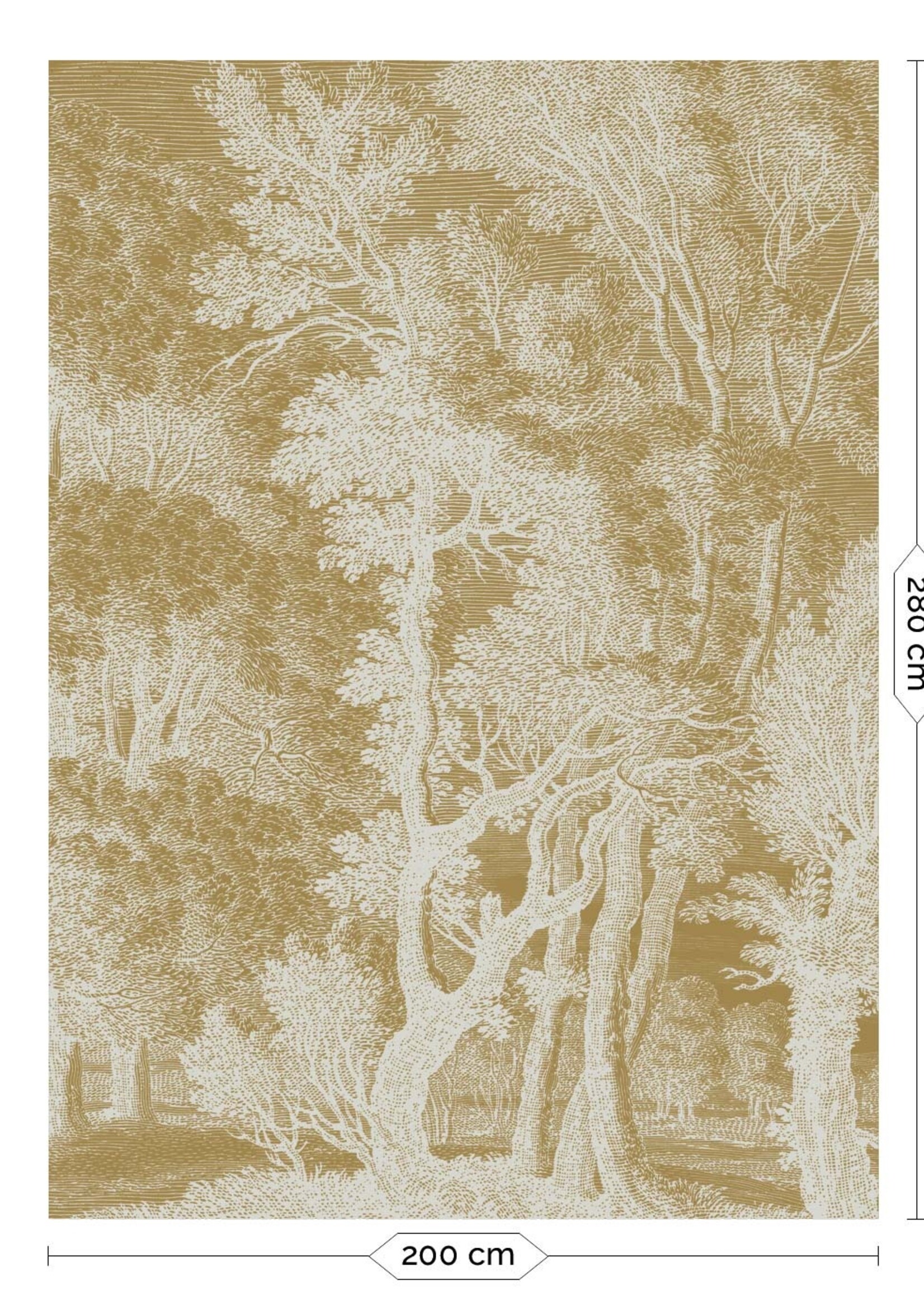 Goud metallic | Afwasbaar Goud behang Engraved Landscapes, Zand