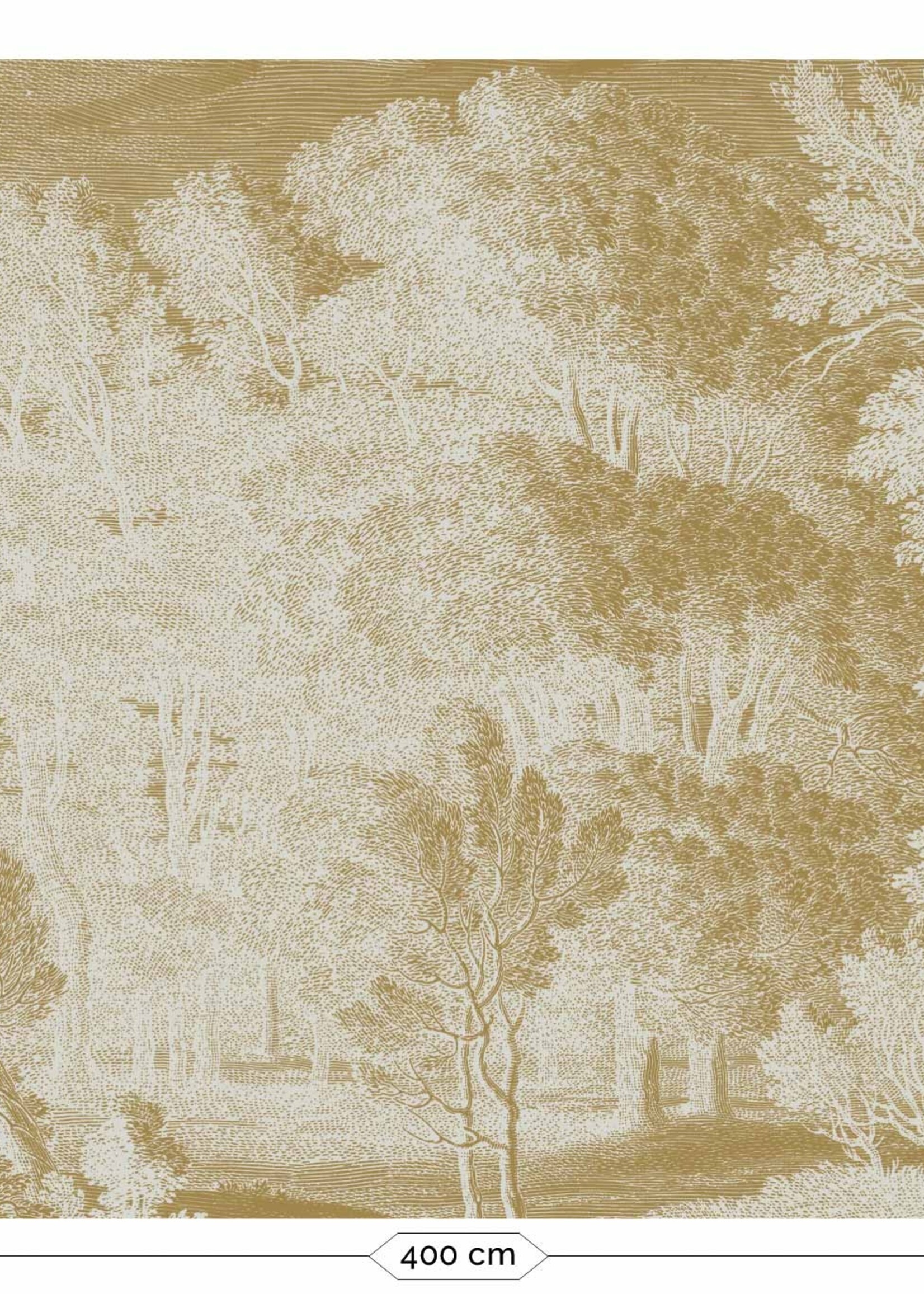 Goud metallic | Afwasbaar Goud behang Engraved Landscapes, Zand