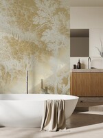Goud metallic | Afwasbaar Goud behang Engraved Landscapes