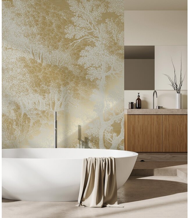 Gold metallic wall mural Engraved Landscapes, Sand