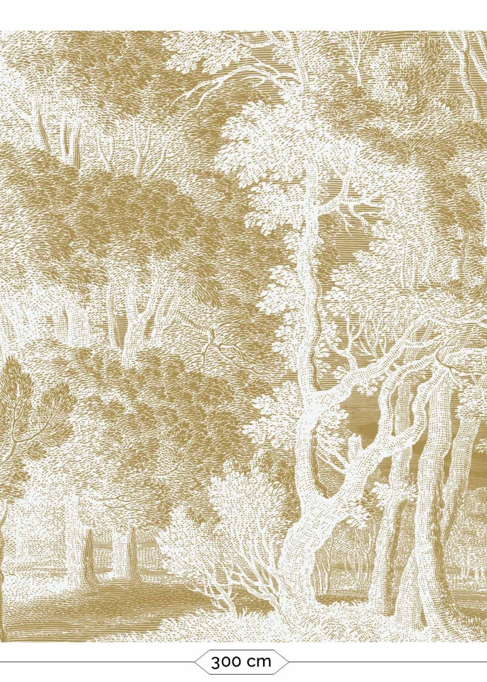 Goud metallic | Afwasbaar Gold-Tapete Engraved Landscapes, Grauweiß