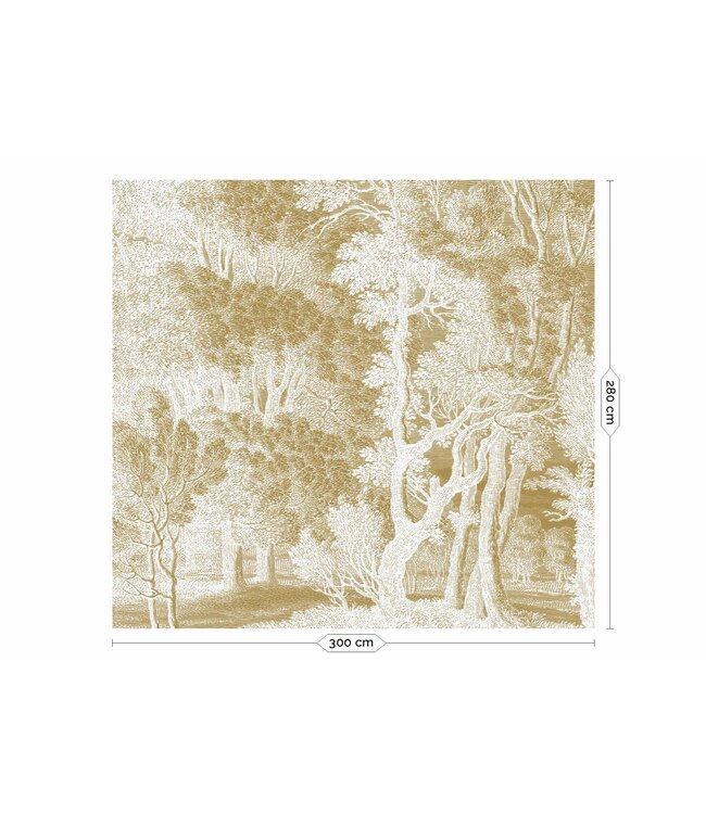 Goud behang Engraved Landscapes, Off-white