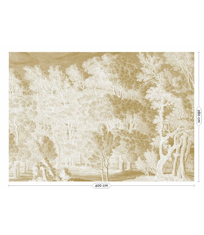 Goud behang Engraved Landscapes, Off-white