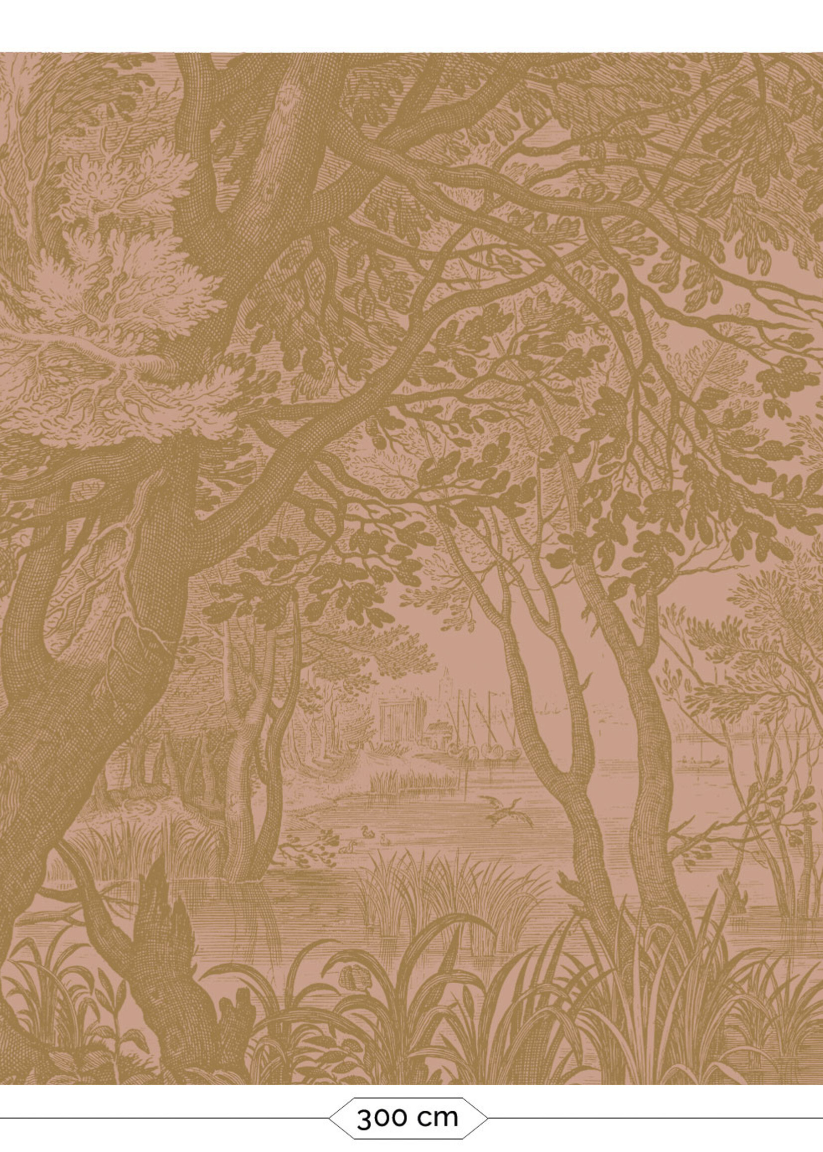 Goud metallic | Afwasbaar Goud behang Engraved Landscapes, Nude
