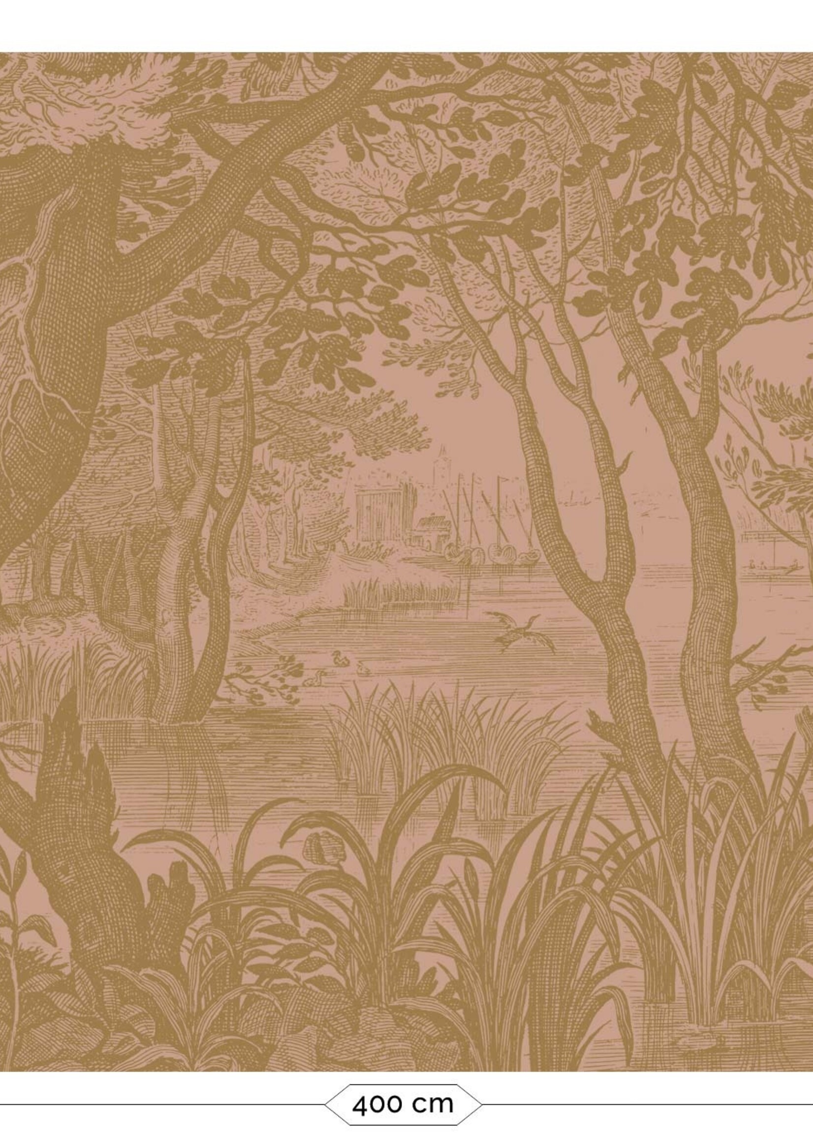 Goud metallic | Afwasbaar Goud behang Engraved Landscapes, Nude