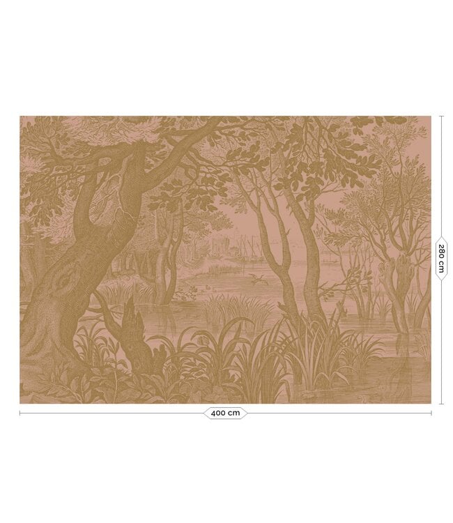 Goud behang Engraved Landscapes, Nude
