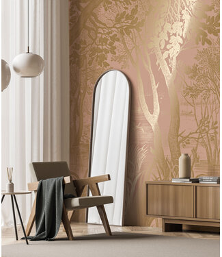 Goud metallic | Afwasbaar Gold metallic wall mural Engraved Landscapes