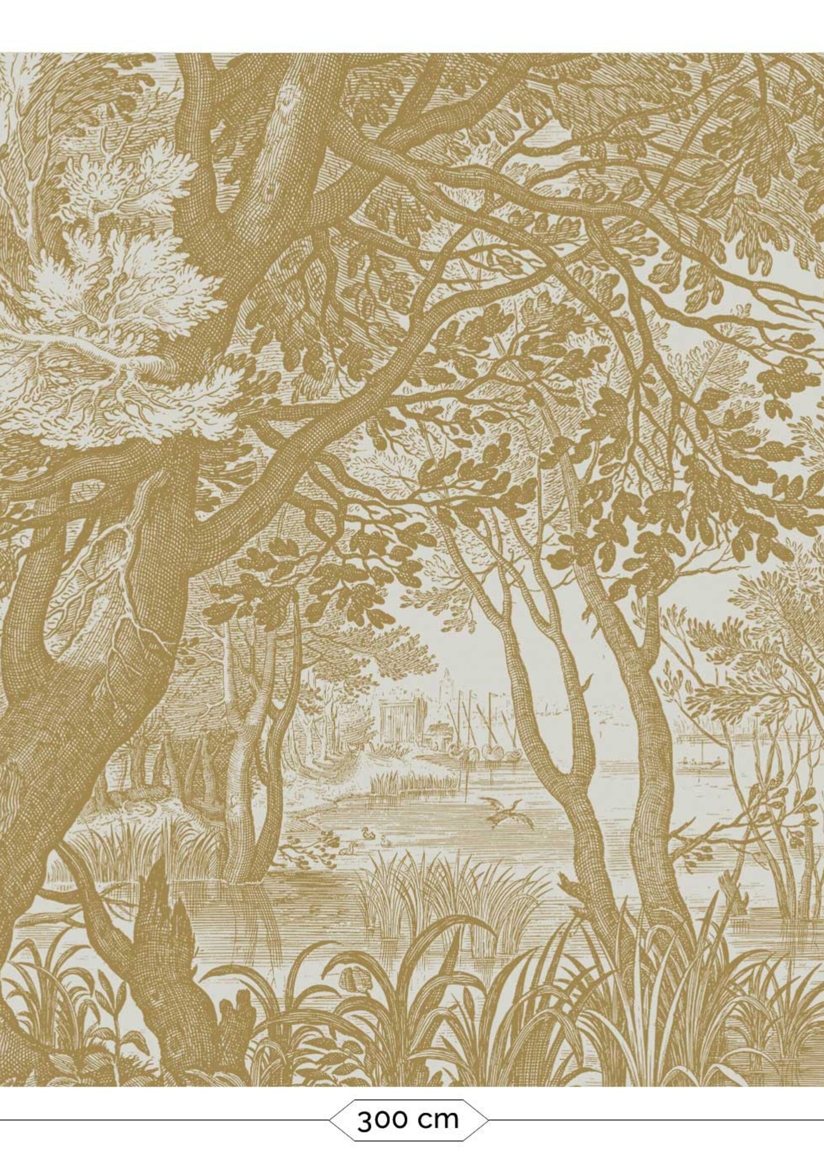 Goud metallic | Afwasbaar Goud behang Engraved Landscapes, Zand