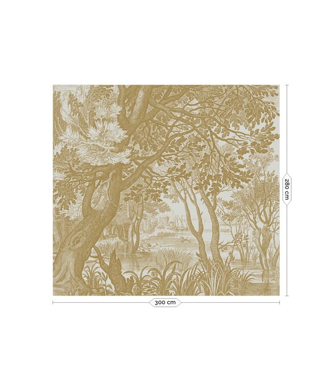 Goud behang Engraved Landscapes, Zand