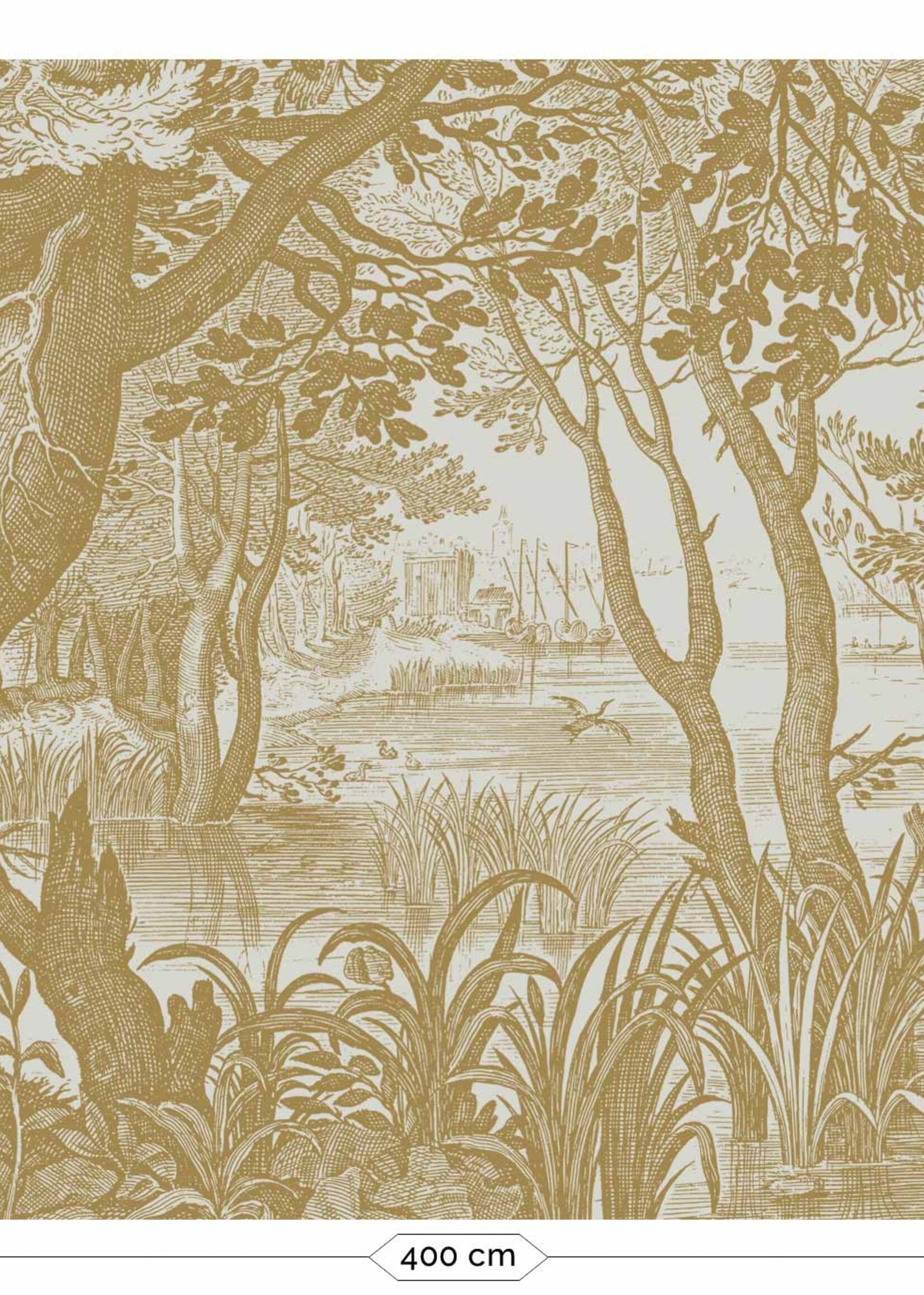 Goud metallic | Afwasbaar Gold metallic wall mural Engraved Landscapes, Sand