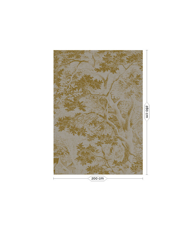 Gold metallic wall mural Engraved Landscapes, Grey
