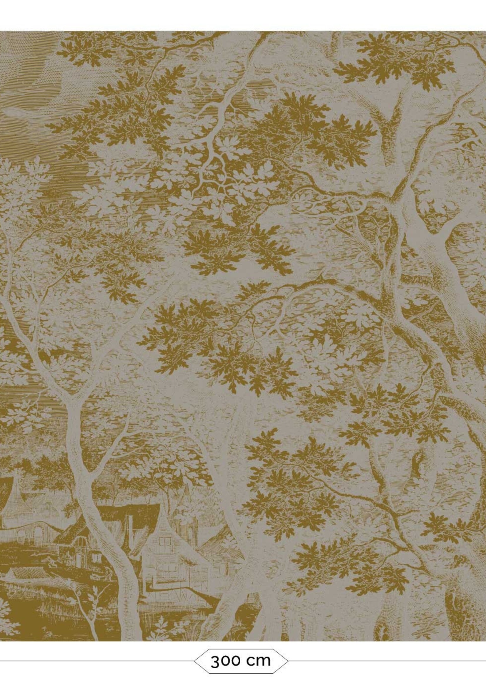 Goud metallic | Afwasbaar Gold metallic wall mural Engraved Landscapes, Grey