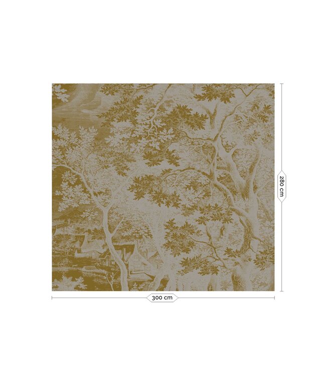 Gold metallic wall mural Engraved Landscapes, Grey