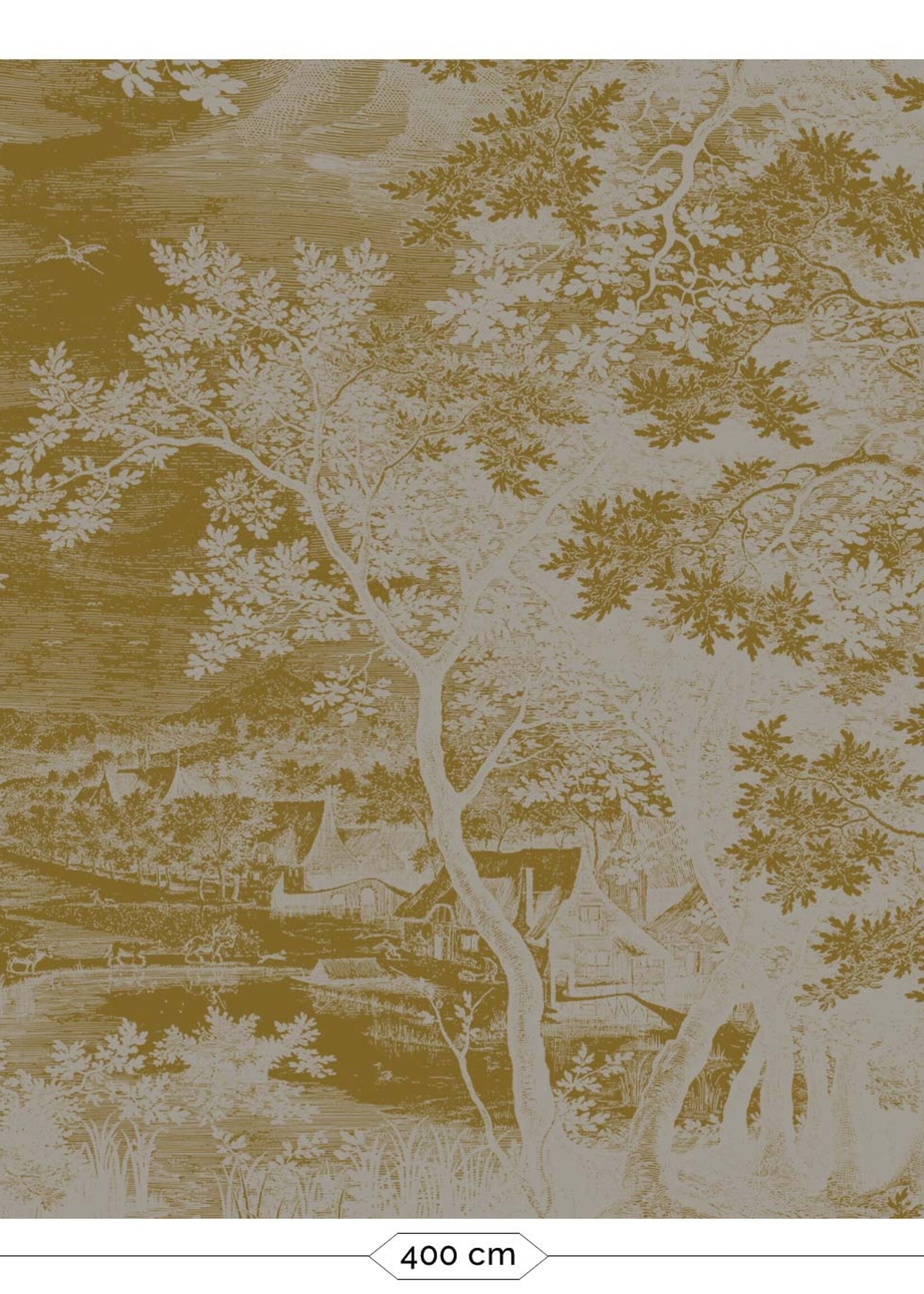 Goud metallic | Afwasbaar Goud behang Engraved Landscapes, Grijs