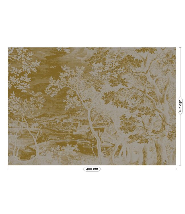 Gold metallic wall mural Engraved Landscapes, Grey