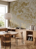 Goud metallic | Afwasbaar Gold-Tapete Engraved Landscapes