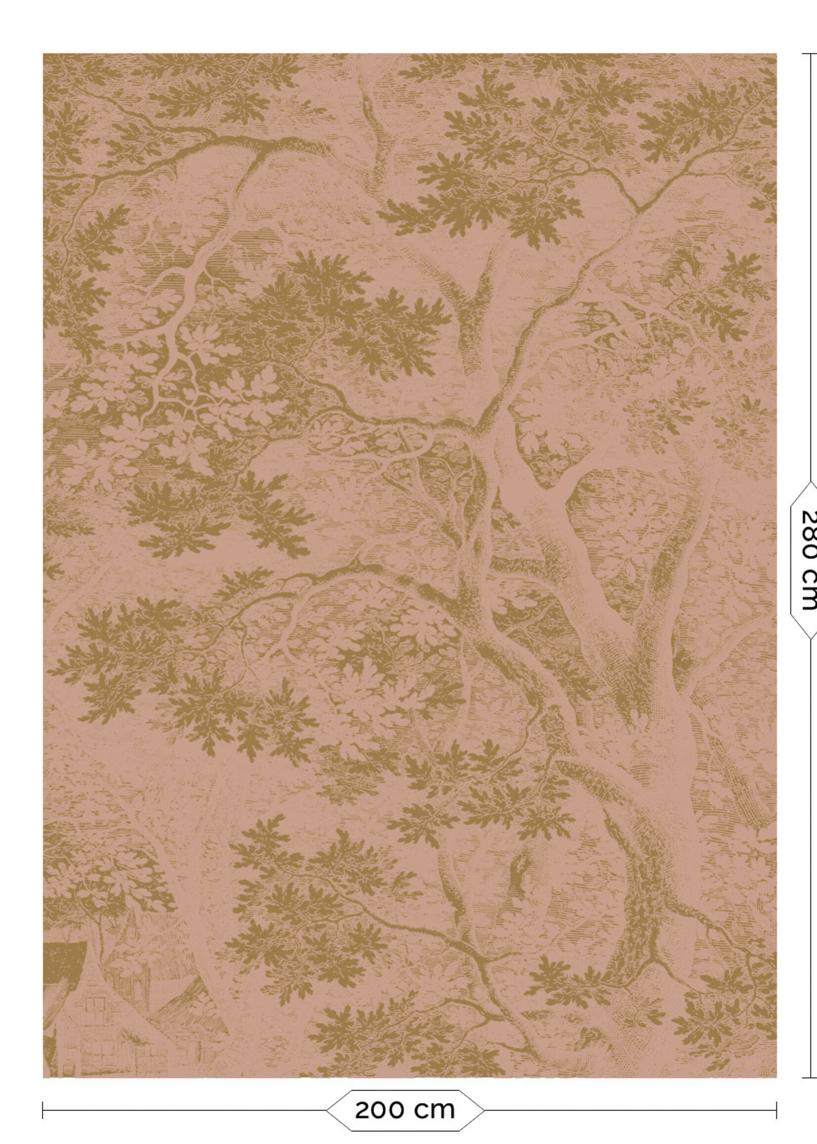 Goud metallic | Afwasbaar Gold metallic wall mural Engraved Landscapes, Nude