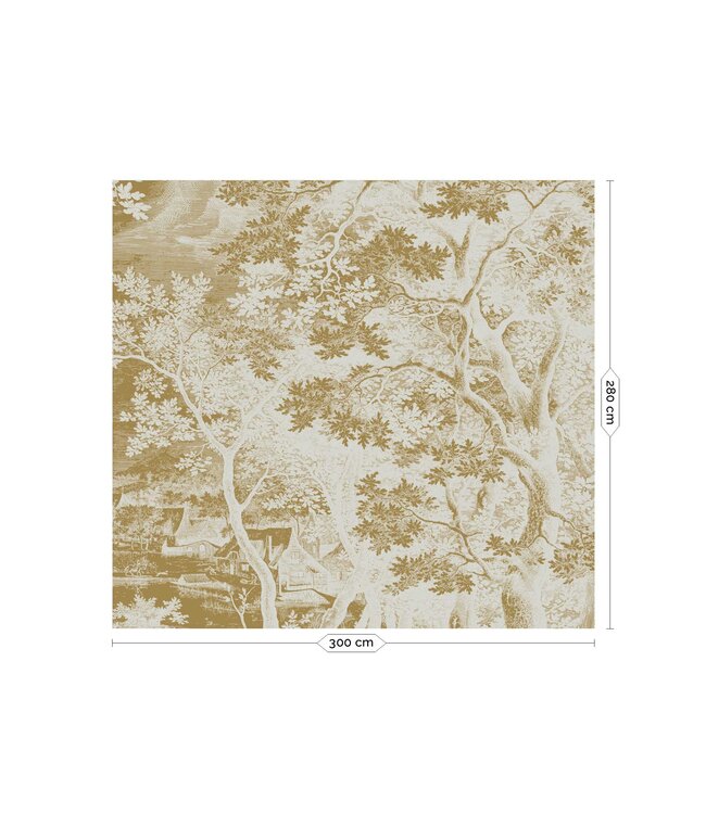 Gold metallic wall mural Engraved Landscapes, Sand