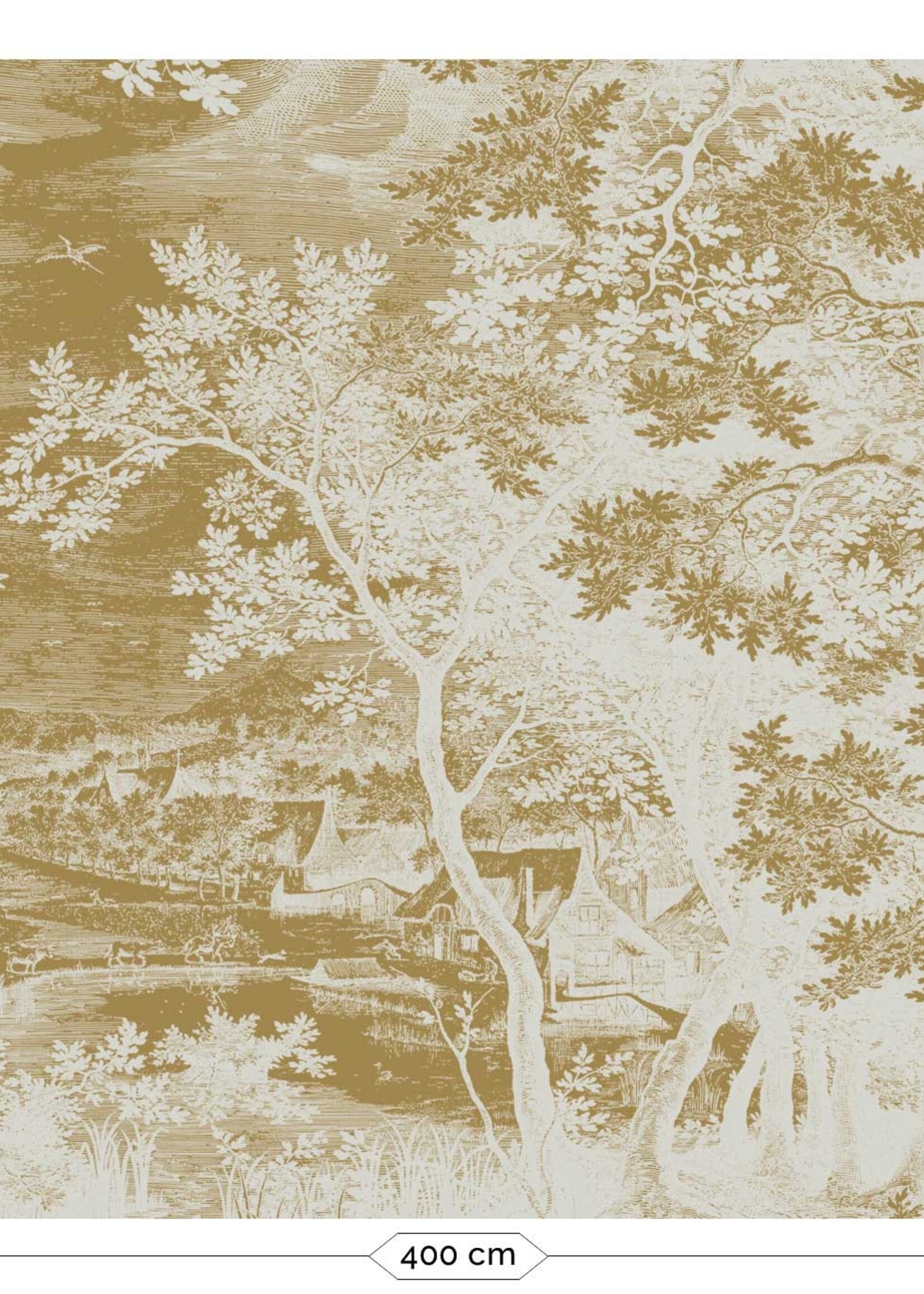 Goud metallic | Afwasbaar Goud behang Engraved Landscapes, Zand