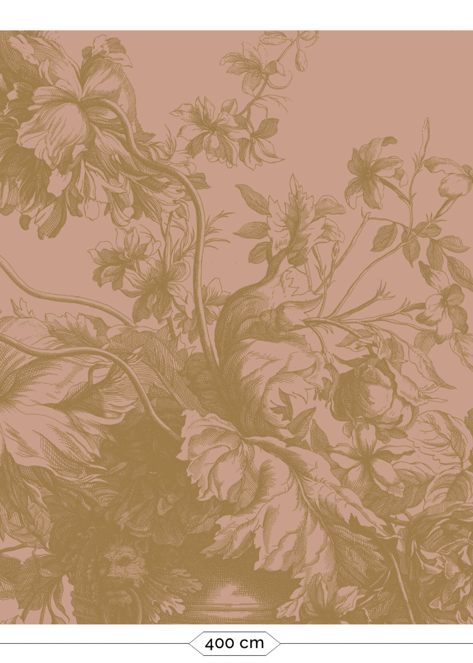 Goud metallic | Afwasbaar Gold-Tapete Engraved Flowers, Rosa