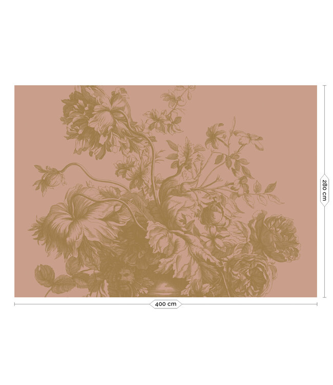 Goud behang Engraved Flowers, Nude