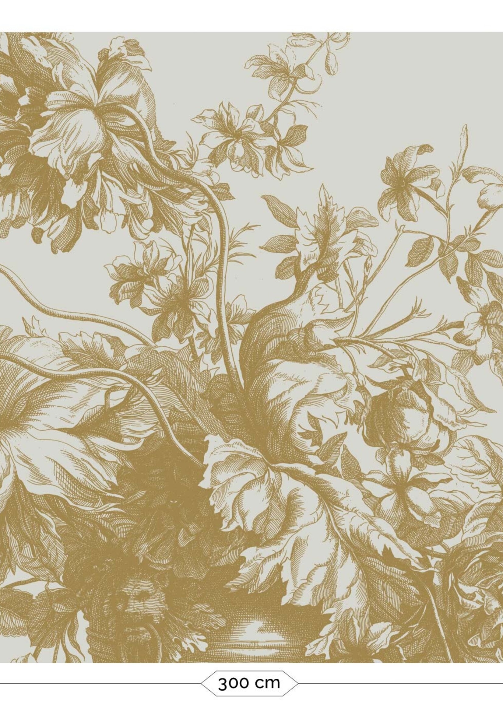 Goud metallic | Afwasbaar Gold-Tapete Engraved Flowers, Sand