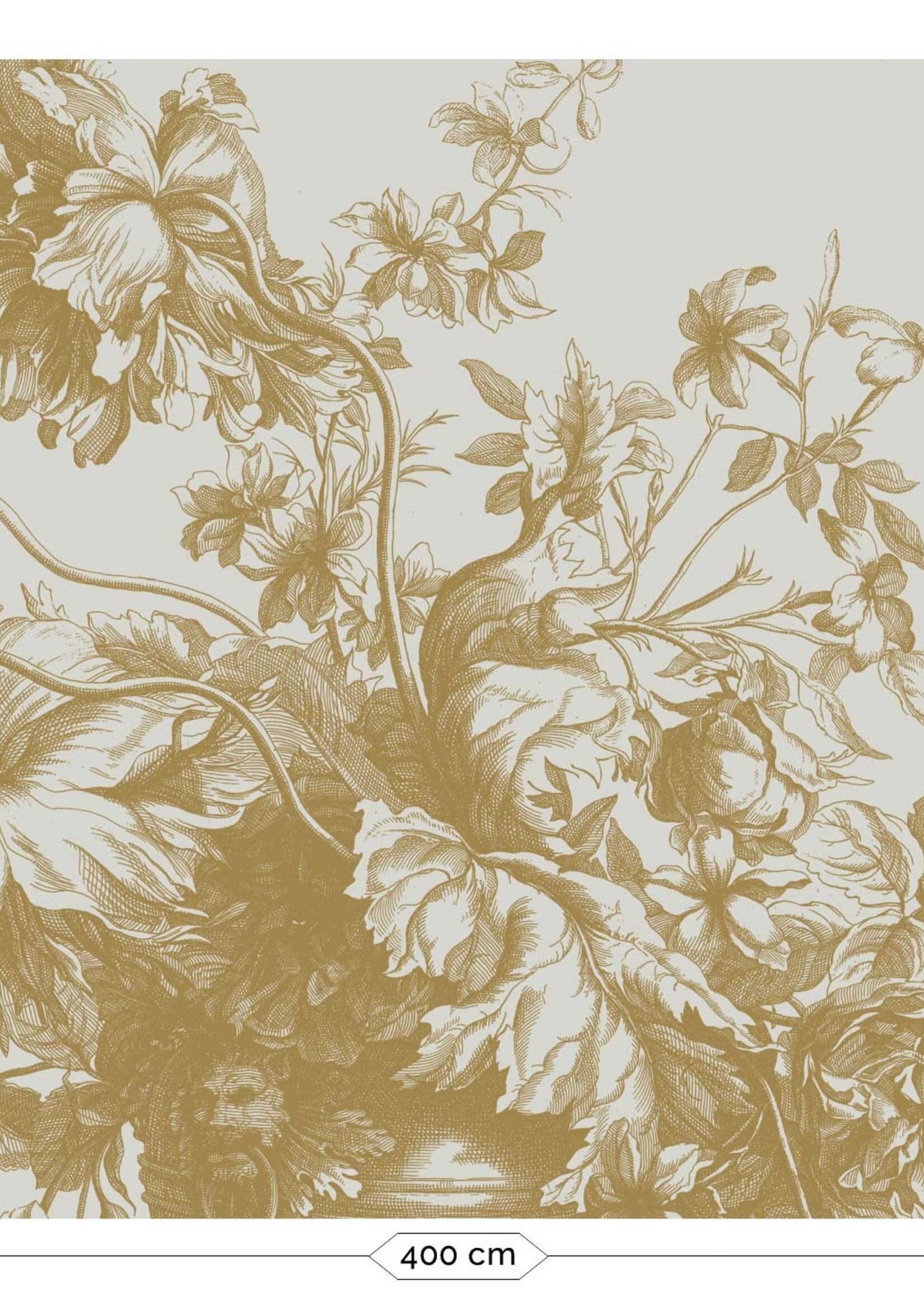Goud metallic | Afwasbaar Gold metallic wall mural Engraved Flowers, Sand