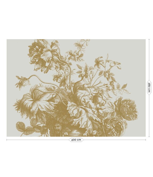 Gold-Tapete Engraved Flowers, Sand