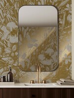 Goud metallic | Afwasbaar Goud behang Engraved Flowers