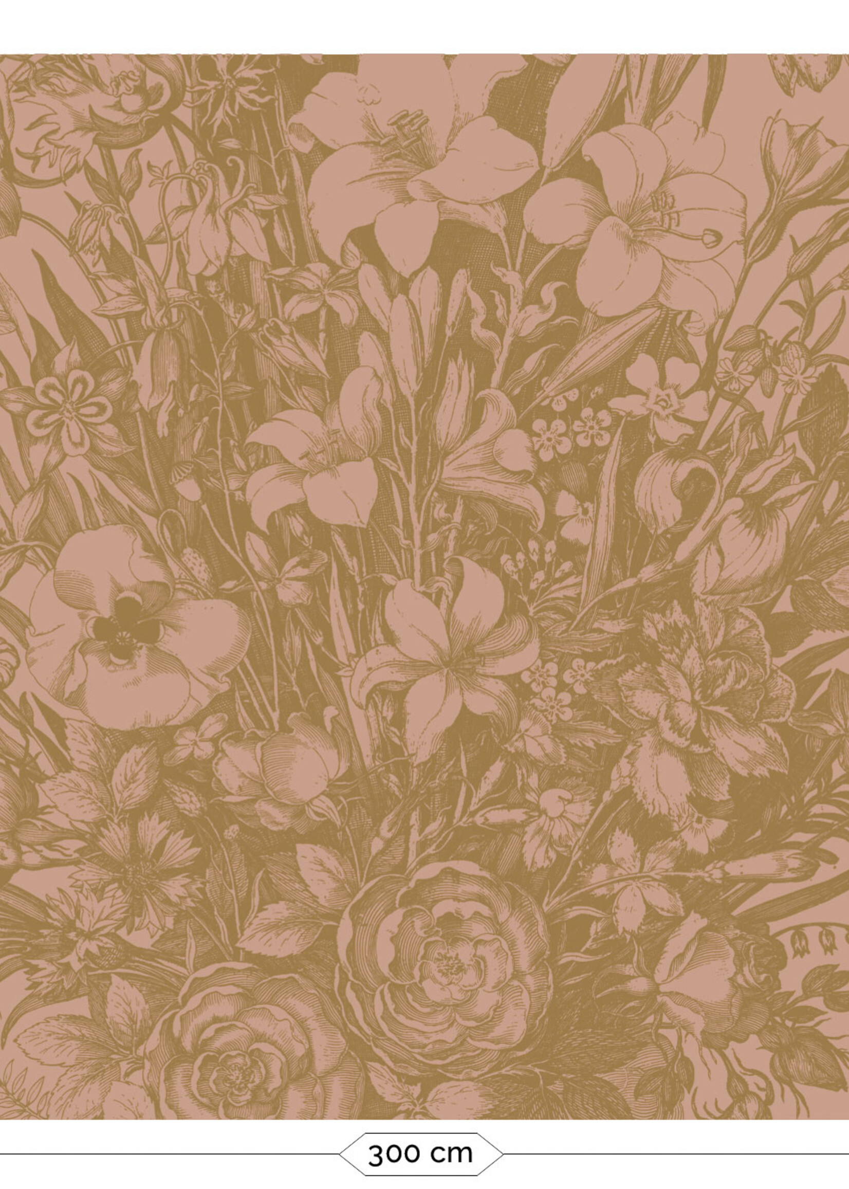 Goud metallic | Afwasbaar Goud behang Engraved Flowers