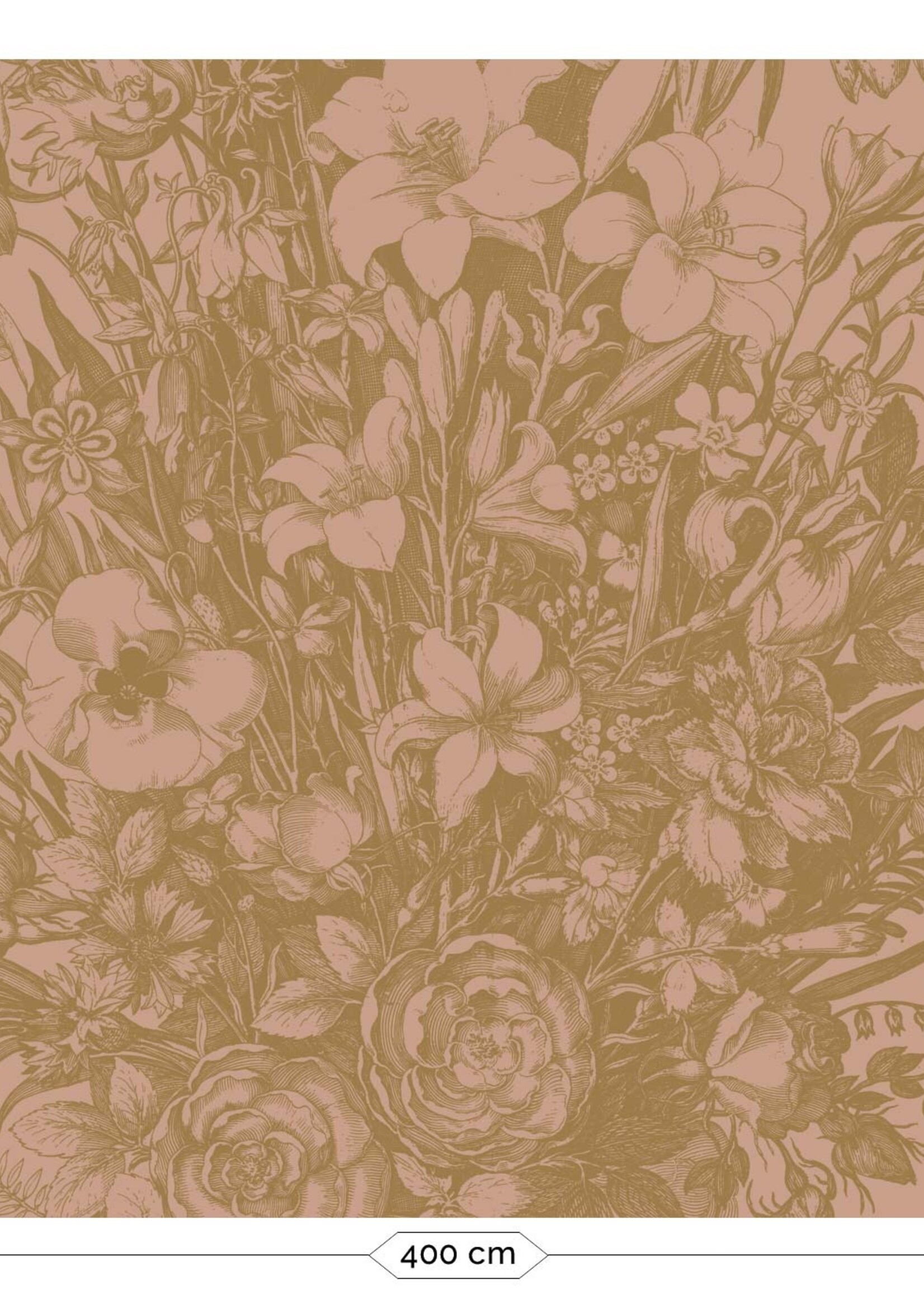 Goud metallic | Afwasbaar Gold-Tapete Engraved Flowers