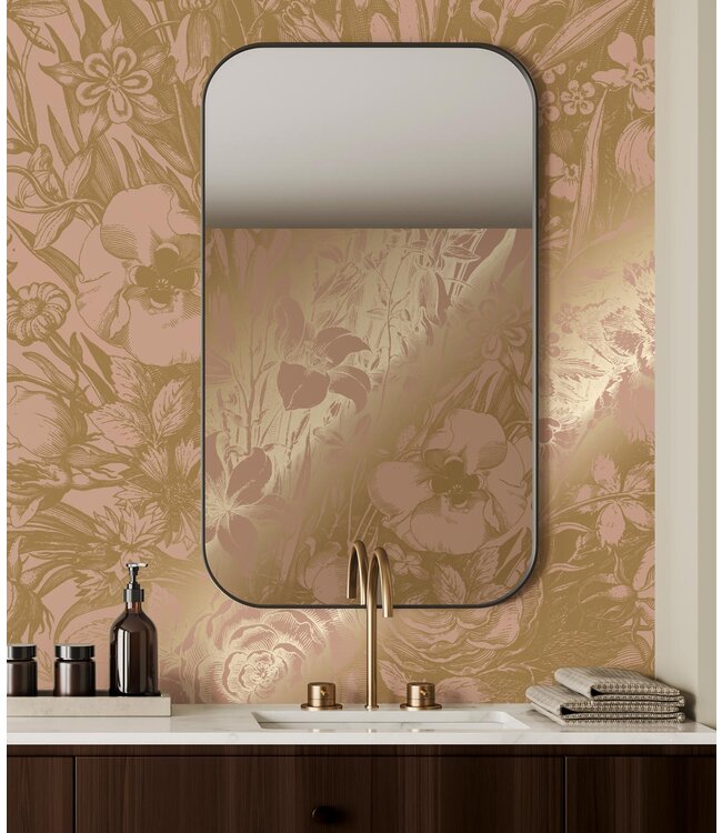 Goud behang Engraved Flowers
