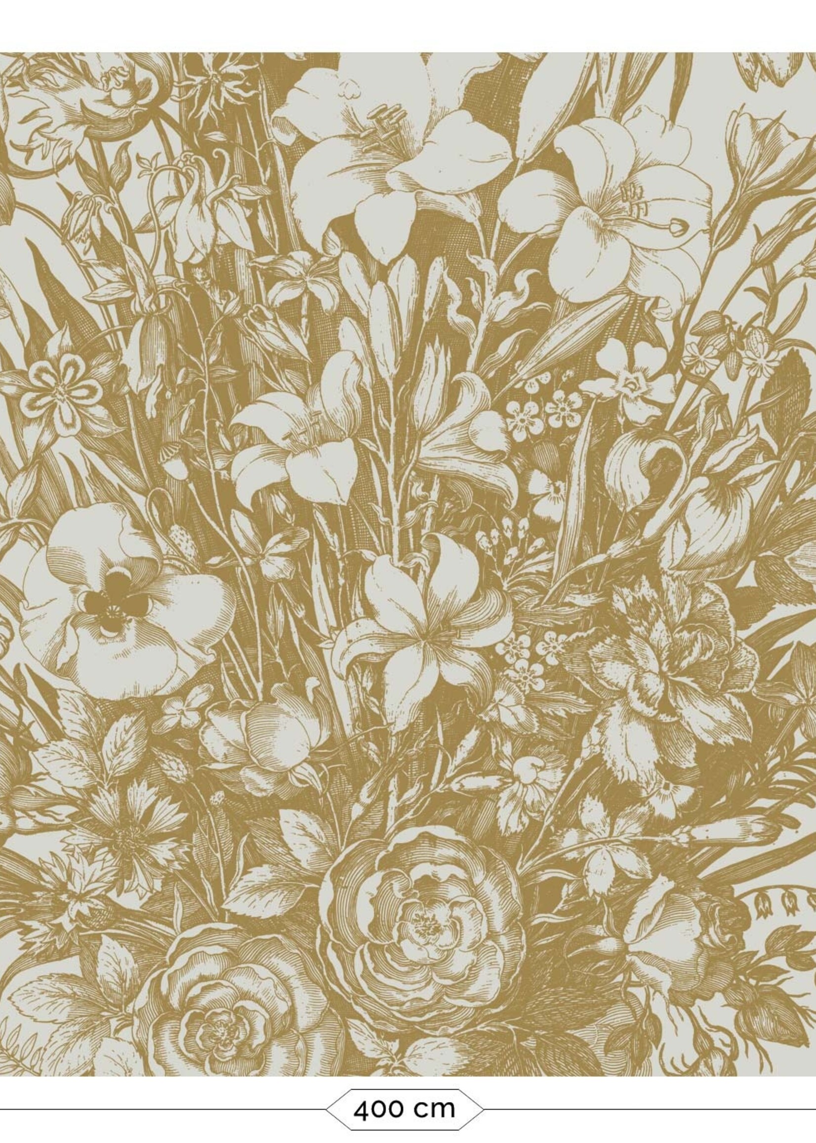 Goud metallic | Afwasbaar Gold-Tapete Engraved Flowers, Sand