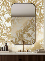 Goud metallic | Afwasbaar Gold metallic wall mural Engraved Flowers