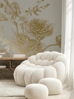 Goud metallic | Afwasbaar Gold-Tapete Engraved Flowers
