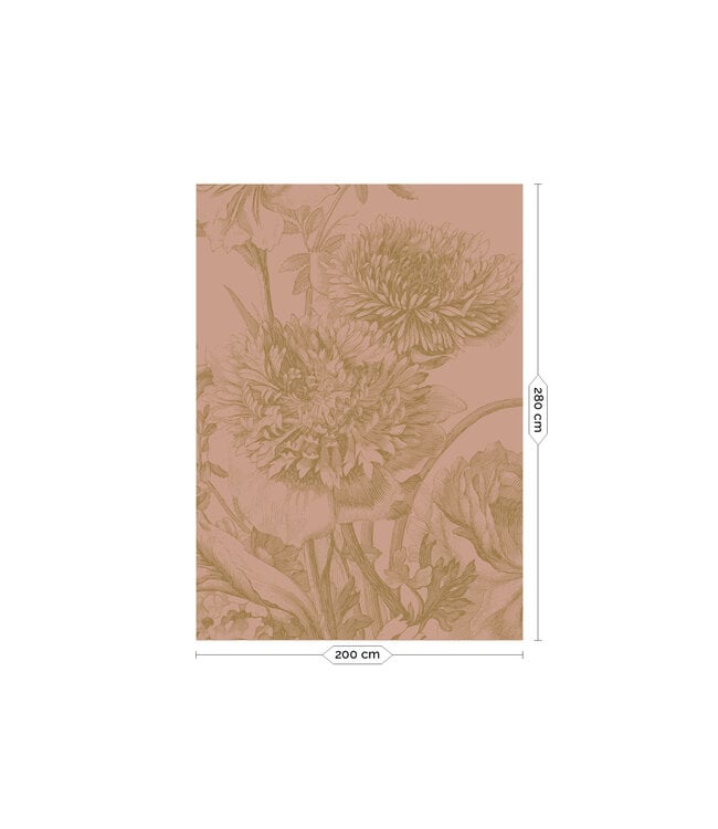Gold-Tapete Engraved Flowers, Rosa