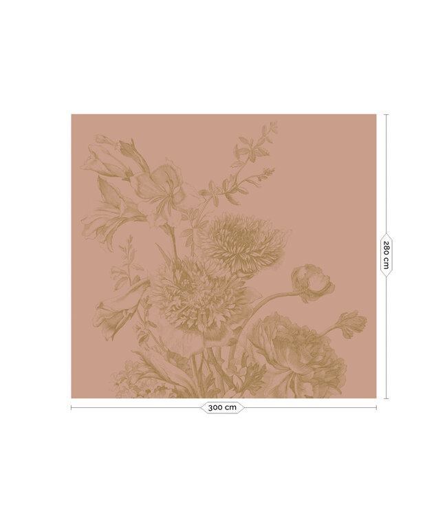 Gold-Tapete Engraved Flowers, Rosa