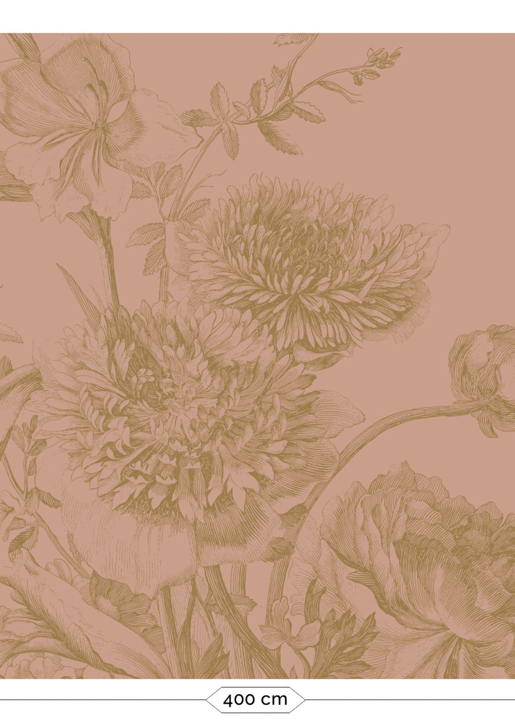 Goud metallic | Afwasbaar Gold-Tapete Engraved Flowers, Rosa