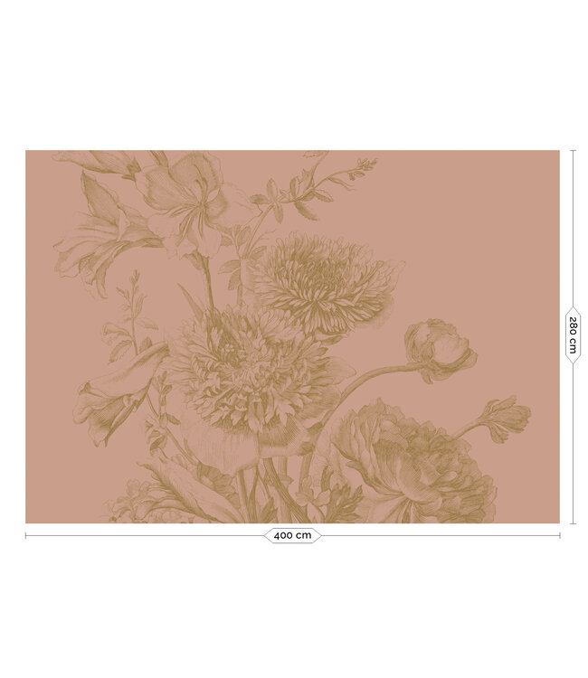 Goud behang Engraved Flowers, Nude