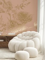 Goud metallic | Afwasbaar Gold-Tapete Engraved Flowers