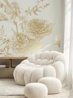 Goud metallic | Afwasbaar Goud behang Engraved Flowers