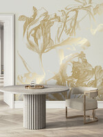 Goud metallic | Afwasbaar Gold-Tapete Engraved Flowers