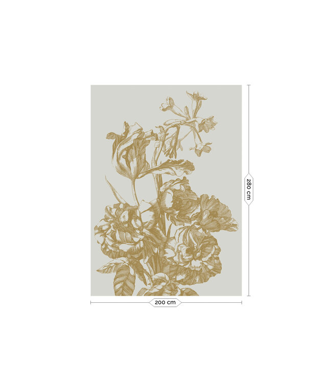 Goud behang Engraved Flowers, Zand