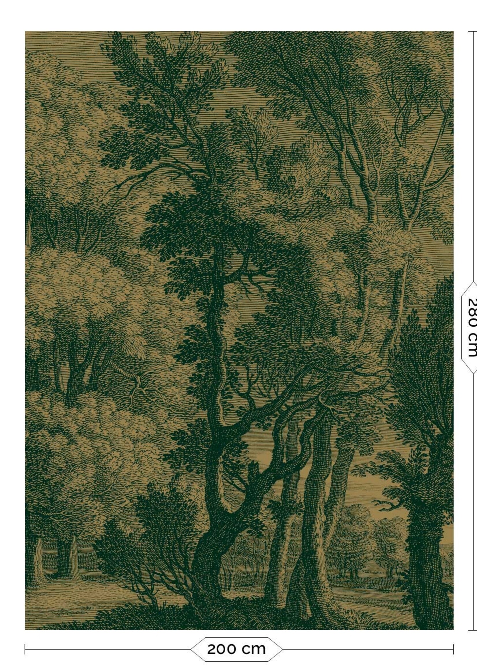 Gold metallic wall mural Engraved Landscapes, Dark green